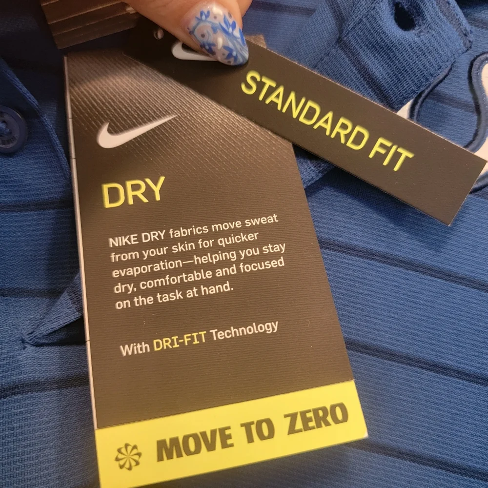 Nike Colts Dri Fit Striped Polo Blue On Field Size Medium NWT